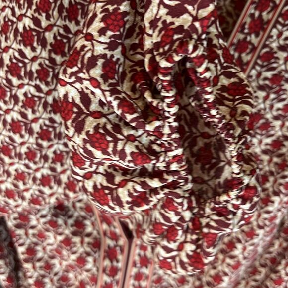 Max Studio Women's Small Blouse Top Flowy Boho Lightweight with Tie - Picture 4 of 9